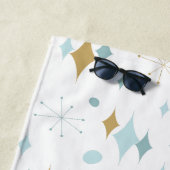 アトミックスターバストミッドセンチュリーモダンアクア金ゴールド ビーチタオル (インサイチュ)