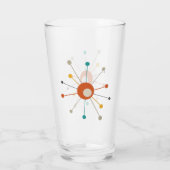 アトミックスターバストレッドティール（緑がかった色）イエローミッドセンチュリー タンブラーグラス (裏面)