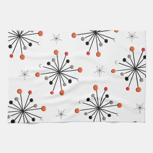 アトミックスフィアスターバーストレトロパターン キッチンタオル (横)