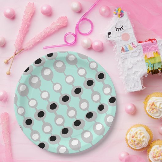 アトミックターコイズホワイトグレイ ペーパープレート (パーティー)