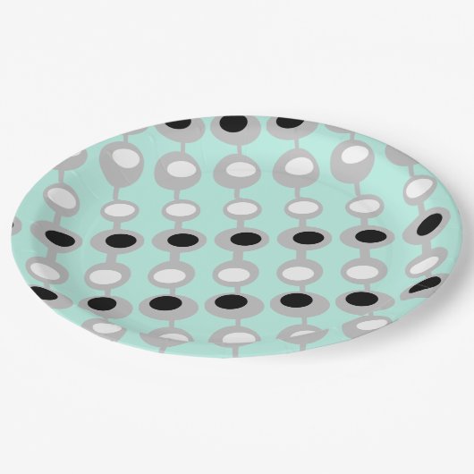 アトミックターコイズホワイトグレイ ペーパープレート (アングル)