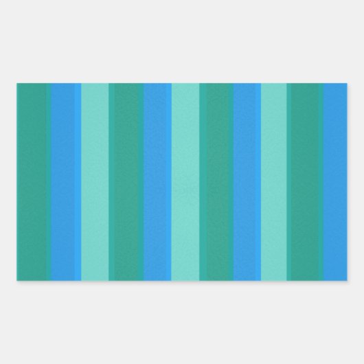 アトミックティール（緑がかった色）とターコイズストライプの長方形ステッカー 長方形シール (正面)