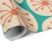 アトミックドットレトロミッドモダンパターンオレンジターコイズ ラッピングペーパー (ロールコーナー)