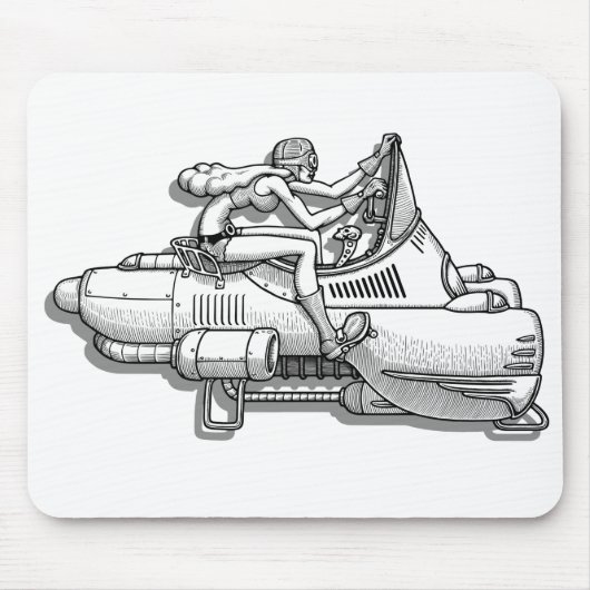 アトミックバイクもしくは自転車に乗る人シック マウスパッド (正面)