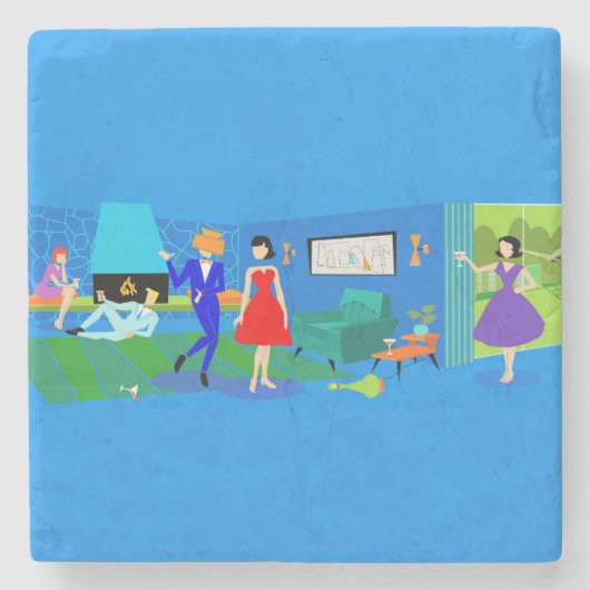 アトミックパーム春カクテルパーティーストーンコースター ストーンコースター (正面)