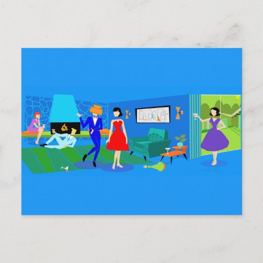 アトミックパーム春カクテルパーティーポストカード ポストカード (正面)