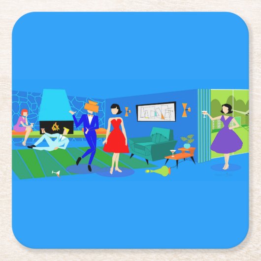 アトミックパーム春カクテルパーティー紙コースター スクエアペーパーコースター (正面)