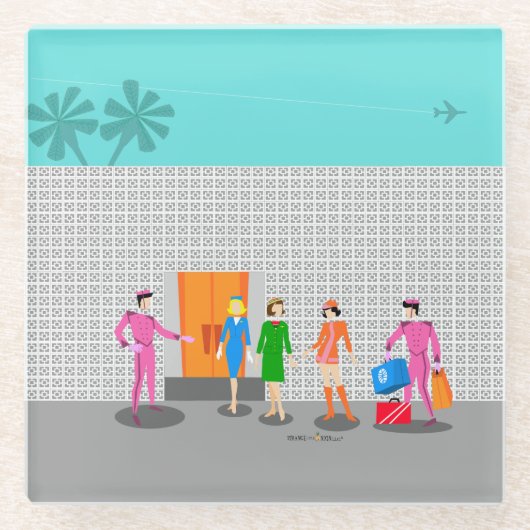 アトミックパーム春スチュワーデスパーティーコースター ガラスコースター (正面)