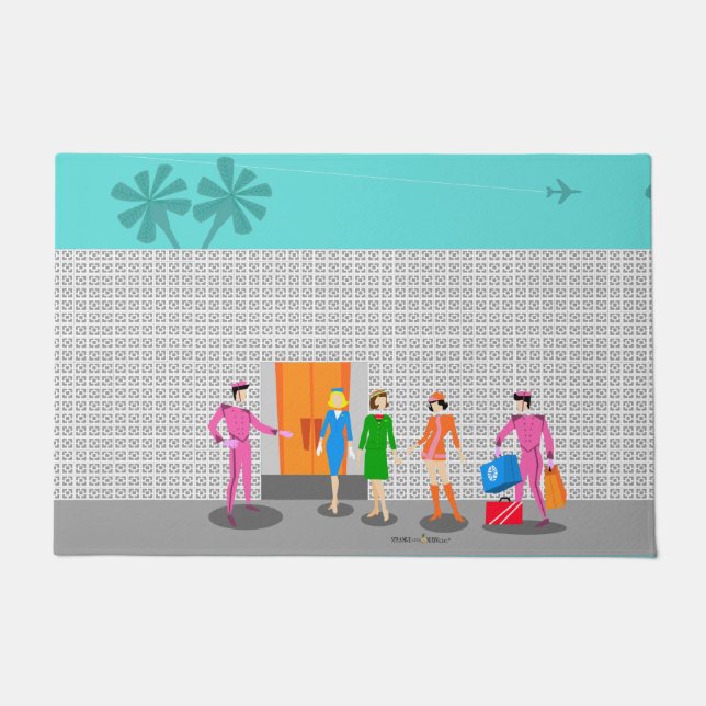 アトミックパーム春スチュワーデスパーティードアマット ドアマット (正面)