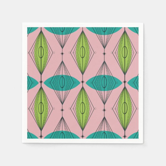 アトミックピンクオギーとスターバスト紙ナプキンス スタンダードカクテルナプキン (正面)