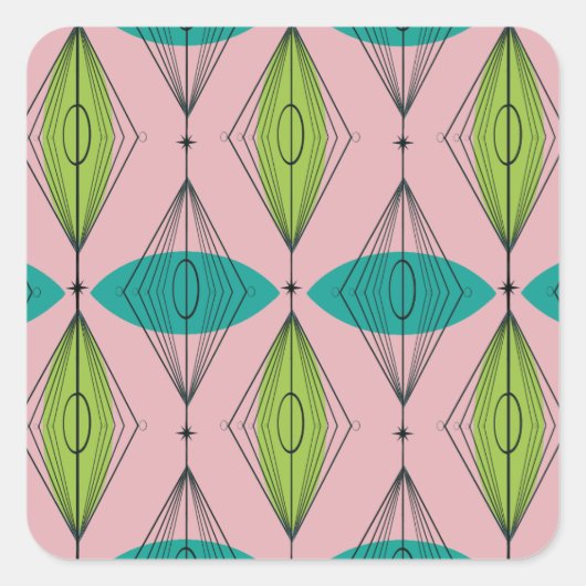 アトミックピンクオーギー&スターバストスクエアステッカー スクエアシール (正面)