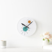 アトミックフランシスコスターバストターコイズオレンジ ラウンド壁時計 (ホーム)