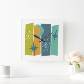 アトミックブーメランスターバスト長方形モダン中 スクエア壁時計 (ホーム)