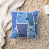 アトミックポップ・アートのエージアートブルー クッション (ブランケット)