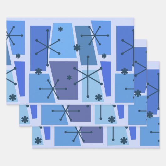 アトミックポップ・アートのエージアートブルー ラッピングペーパーシート (セット)