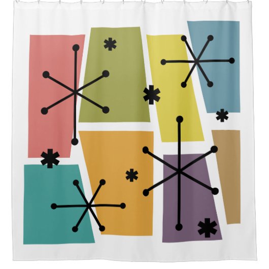 アトミックポップ・アートのエージ数々のアートカラー シャワーカーテン (正面)
