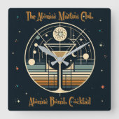 アトミックマルティニクラブ原子爆弾カクテル スクエア壁時計 (正面)