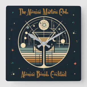 アトミックマルティニクラブ原子爆弾カクテル スクエア壁時計