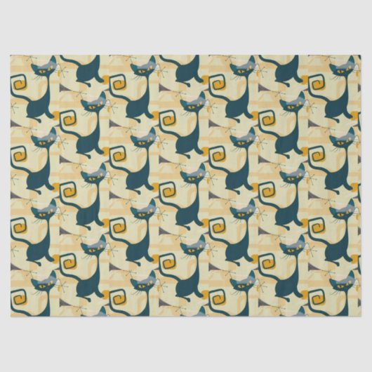 アトミックミッドセンチュリーブラックキャットスターバストデコパージュ 薄葉紙 (正面)