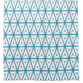 アトミックレトロパターンブルー シャワーカーテン