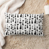 アトミックレトロブラックキャットシルエットパターン ランバークッション (ブランケット)