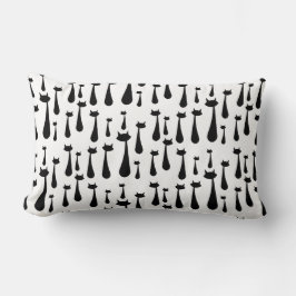 アトミックレトロブラックキャットシルエットパターン ランバークッション