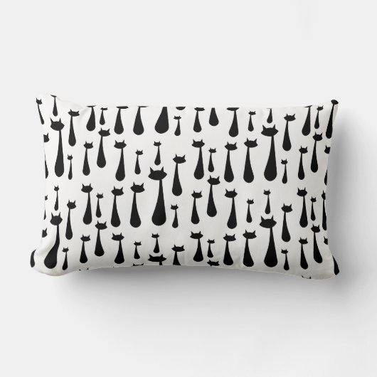 アトミックレトロブラックキャットシルエットパターン ランバークッション (正面)