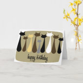 アトミックレトロ猫ハッピーバースデーカード(Earthones) カード (黄色い花)