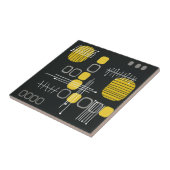 アトミック抽象芸術バーククロスブラックイエロー タイル (側面)