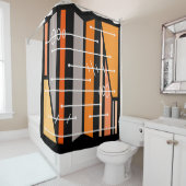 アトミック抽象芸術幾何学的アートブラックオレンジ シャワーカーテン (インサイチュ)