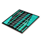 アトミック抽象芸術幾何学的アートブラックターコイズ タイル (側面)