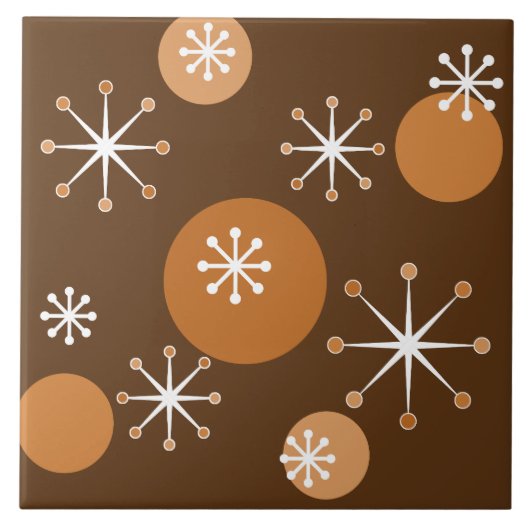 アトミック時代のスターバスト燃えたオレンジ タイル (正面)