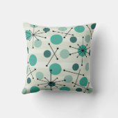 アトミック時代のドットとスターバストアクアマリン クッション (裏面)