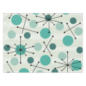アトミック時代のドットとスターバストアクアマリン テーブルクロス (正面(横))