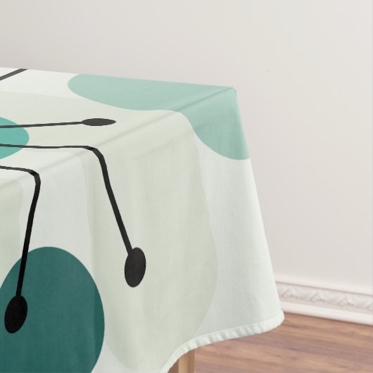 アトミック時代のドットとスターバストアクアマリン テーブルクロス (インサイチュ)