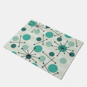 アトミック時代のドットとスターバストアクアマリン ドアマット (アングル)