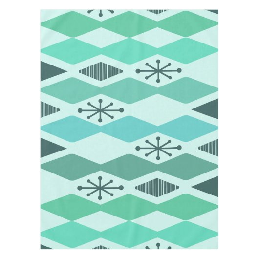 アトミック時代の幾何学的ターコイズ テーブルクロス (正面)
