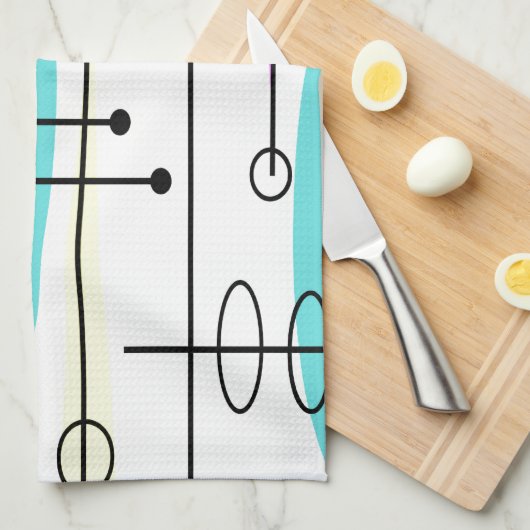 アトミック時代の抽象芸術の色とデザイン キッチンタオル (四つ折り)