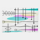 アトミック時代の抽象芸術の色とデザイン キッチンタオル (横)