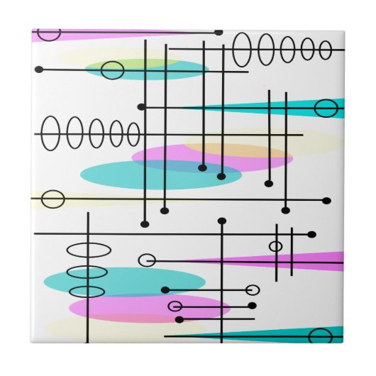 アトミック時代の抽象芸術の色とデザイン タイル (正面)