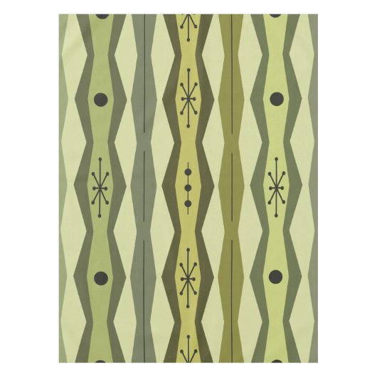 アトミック時代の抽象芸術列グリーンチャートルーズ テーブルクロス (正面)