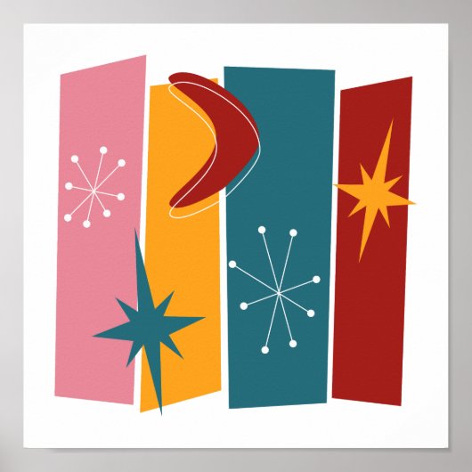 アトミック時代の長方形ブーメランスターバストミッドモダン ポスター (正面)