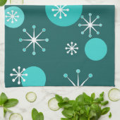 アトミック時代スターバストティール(緑がかった色) キッチンタオル (折り畳み)