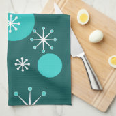 アトミック時代スターバストティール(緑がかった色) キッチンタオル (四つ折り)