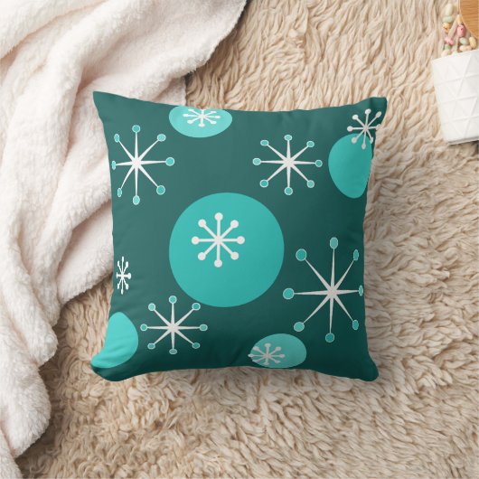 アトミック時代スターバストティール（緑がかった色） クッション (ブランケット)