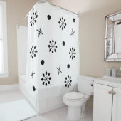 アトミック時代スターバスト白黒1 シャワーカーテン (インサイチュ)