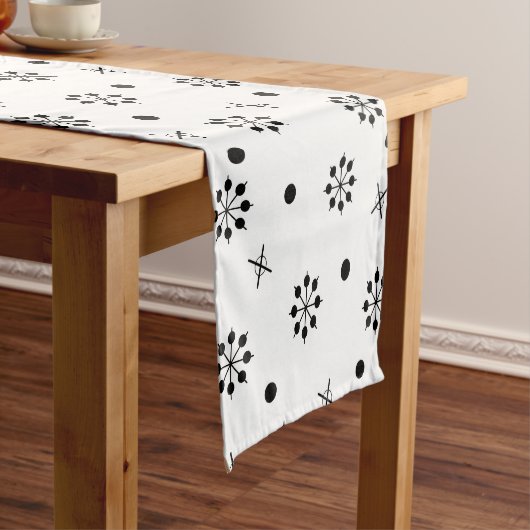 アトミック時代スターバスト白黒1 ショートテーブルランナー (インサイチュ)