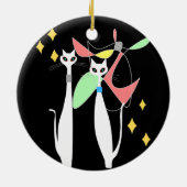 アトミック時代ミッドセンチュリーモダンキャットクールモバイル セラミックオーナメント (裏面)