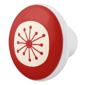 アトミック時代レトロ50sミッドセンチュリーレッド&クリーム セラミックノブ (右)