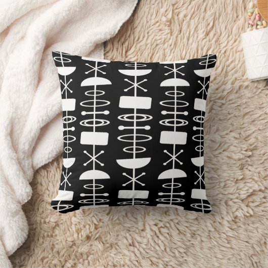 アトミック時代抽象芸術シンボル白黒 クッション (ブランケット)